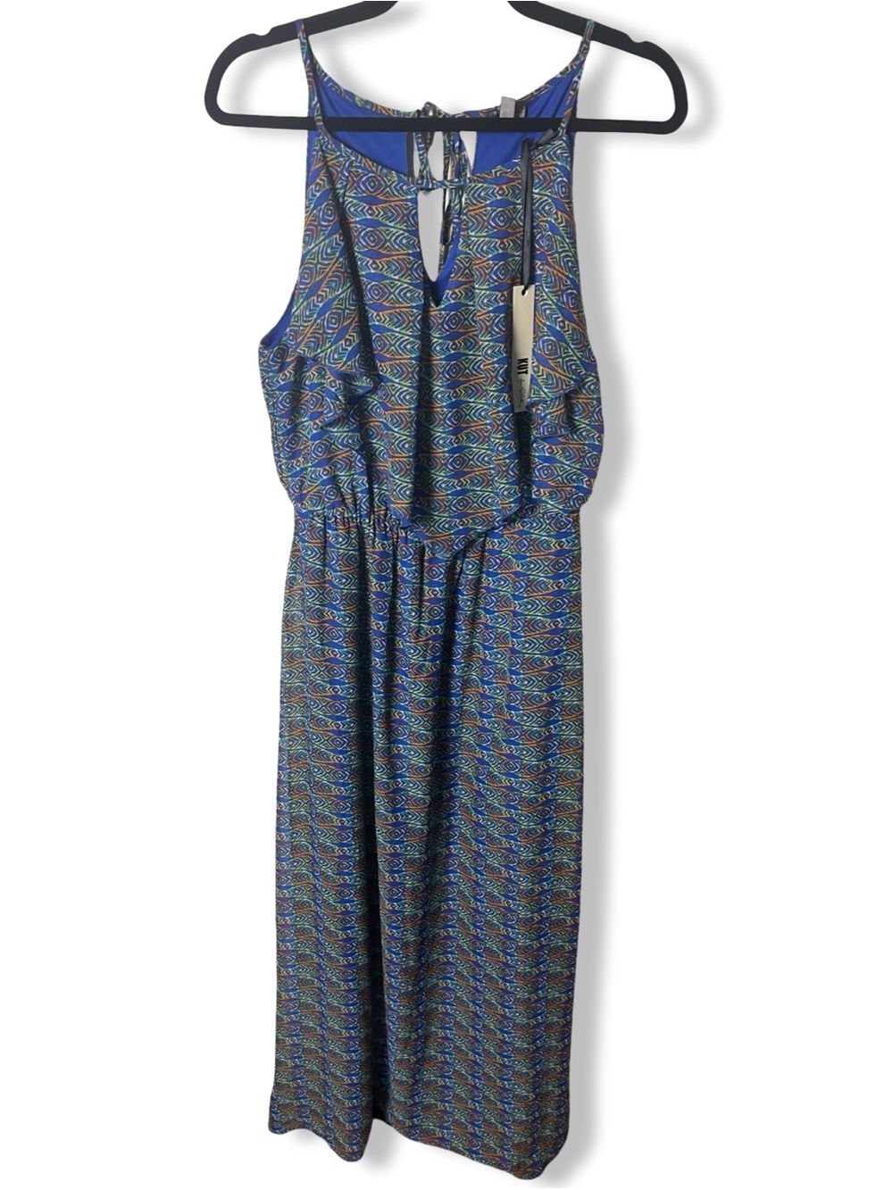 Kut From The Kloth Women’s NWT Sleeveless Halter Maxi Dress Geometric Blue Sz. 6